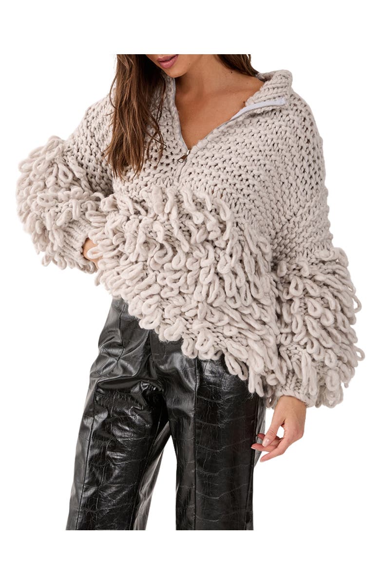 NASTY GAL Loopy Quarter Zip Sweater, Alternate, color, 