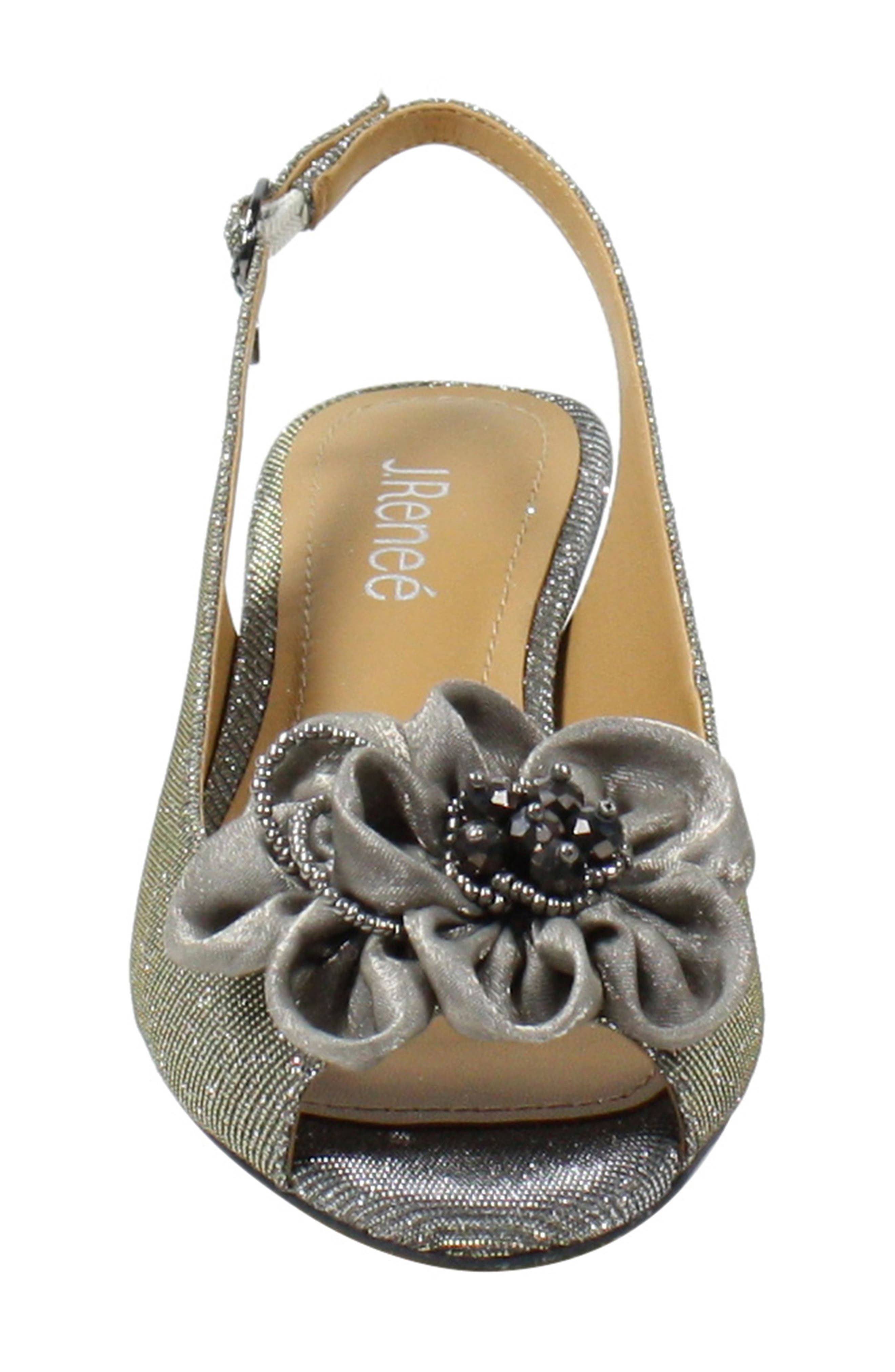 Leonelle Kitten Heel Slingback Sandal, Alternate, color, PEWTER GLITTER FABRIC