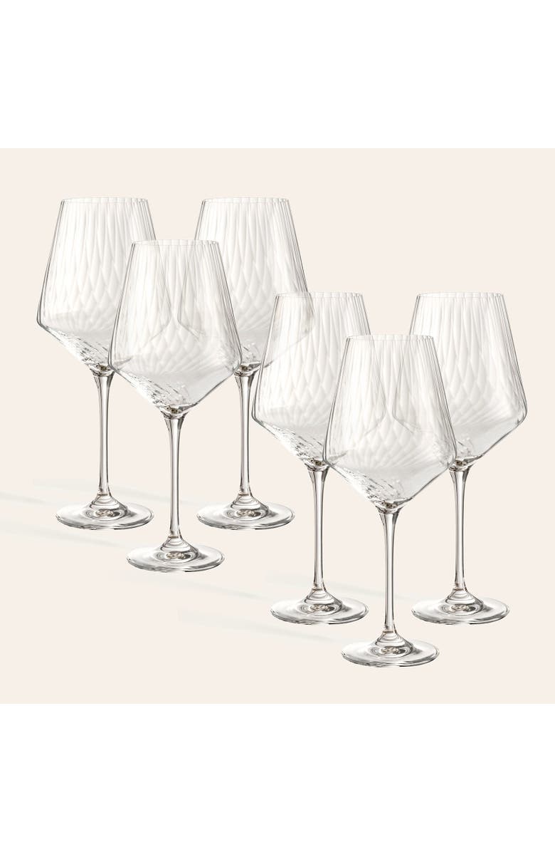 Zsa Zsa Zsu Poznan Optical Glass White Wine Glass 13 Oz. Transparent Set Of 6, Main, color, Clear