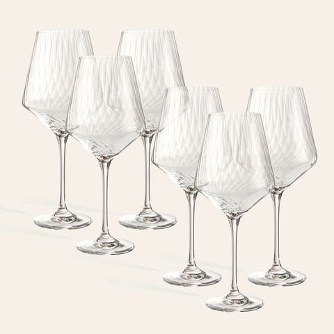 Poznan Optical Glass White Wine Glass 13 Oz. Transparent Set Of 6
