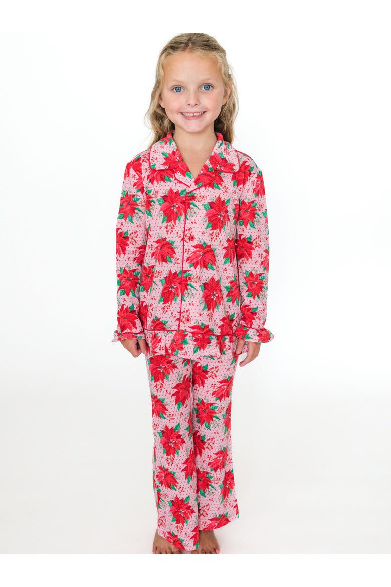 Holiday Ruffle Flare Pajama Set, Alternate, color, Poinsettia Wonderland