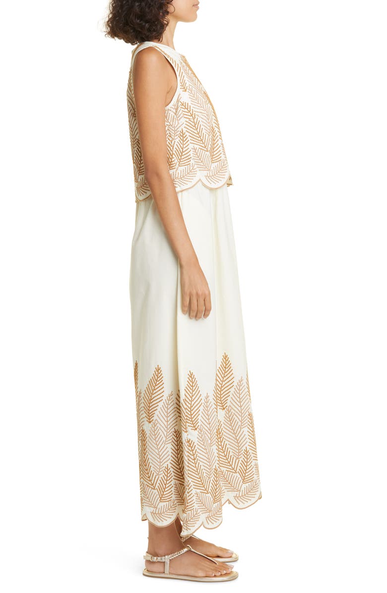 Loretta Caponi Faust Embroidered Sleeveless Maxi Dress, Alternate, color, 