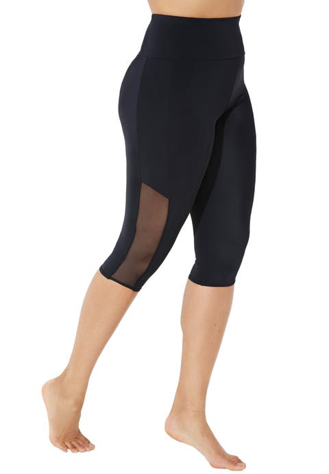 Chlorine Resistant High Waist Mesh Swim Capri