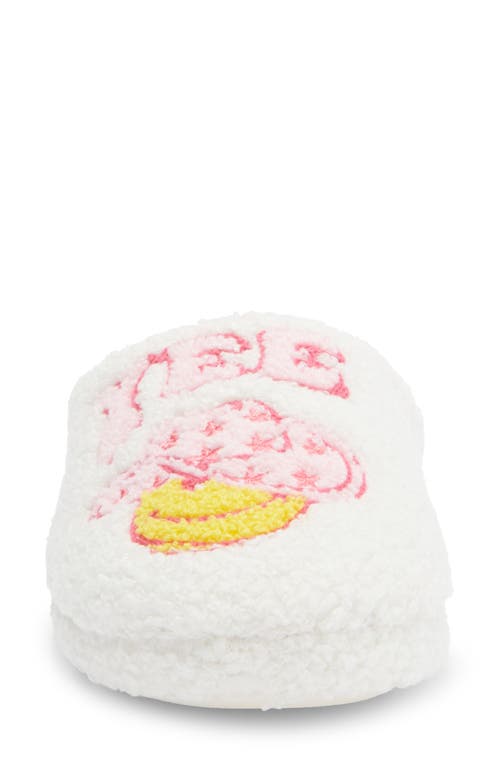 Joe Boxer Yee Haw Winky Smiley Faux Shearling Clog In White