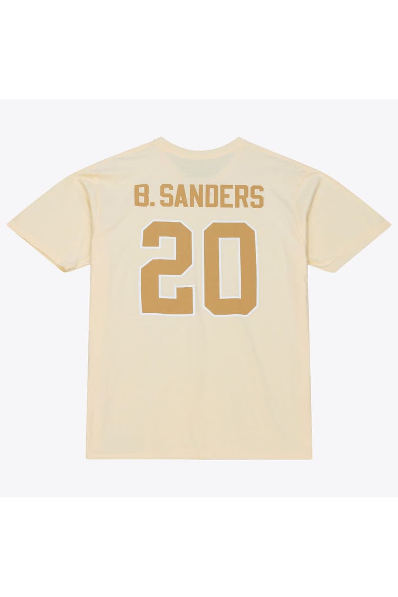 Men's Mitchell & Ness Barry Sanders Cream Detroit Lions Sandman Name & Number T-Shirt, Alternate, color, Cream