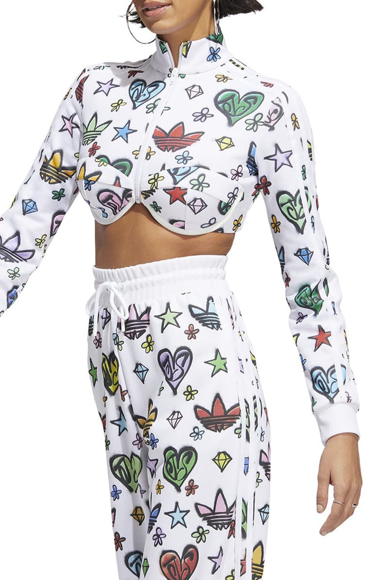 adidas x Jeremy Scott Monogram Crop Track Jacket, Alternate, color,