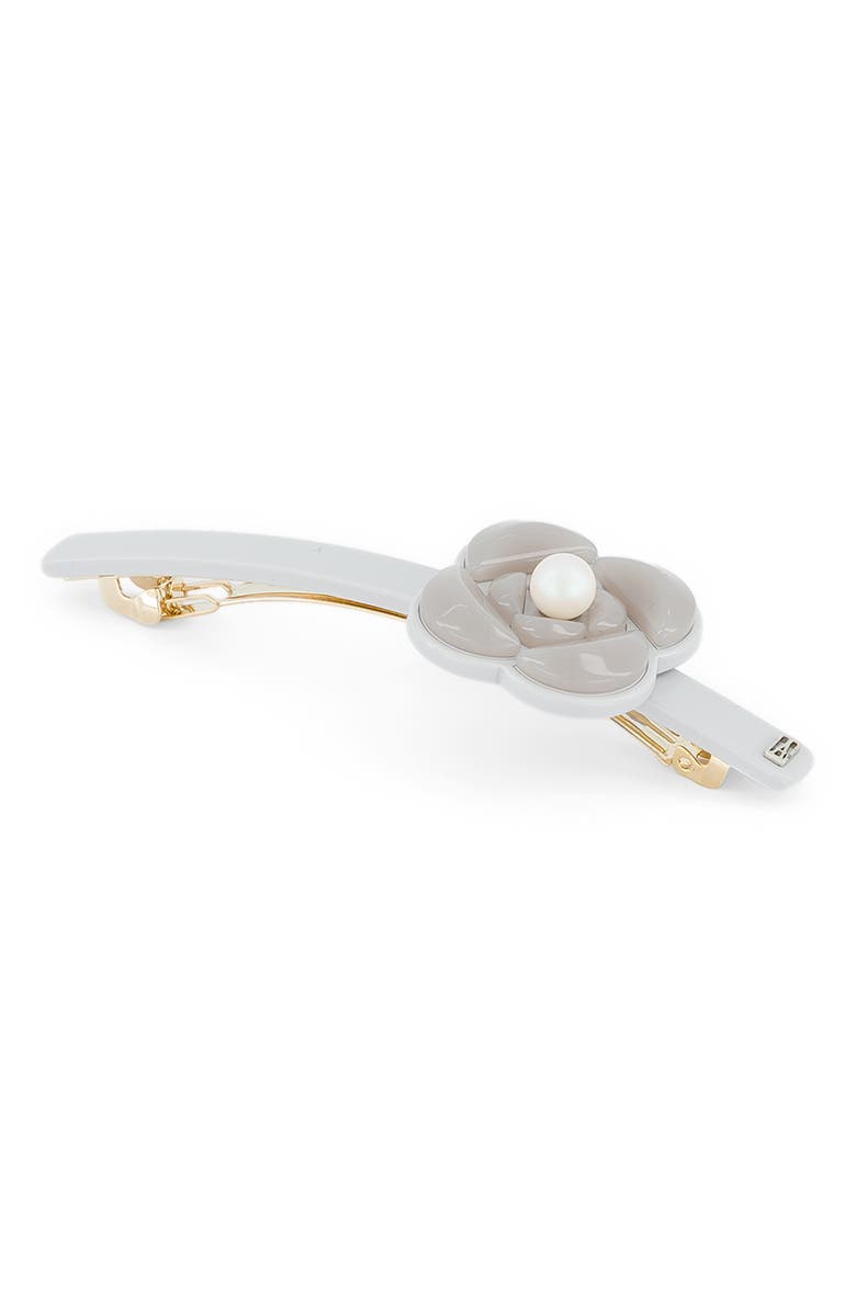 Alexandre de Paris Camelia Graphique Long Acetate Barette, Alternate, color, Grey