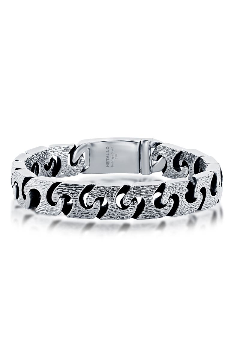 Metallo Men's Textured Link Bracelet, Main, color, Silver