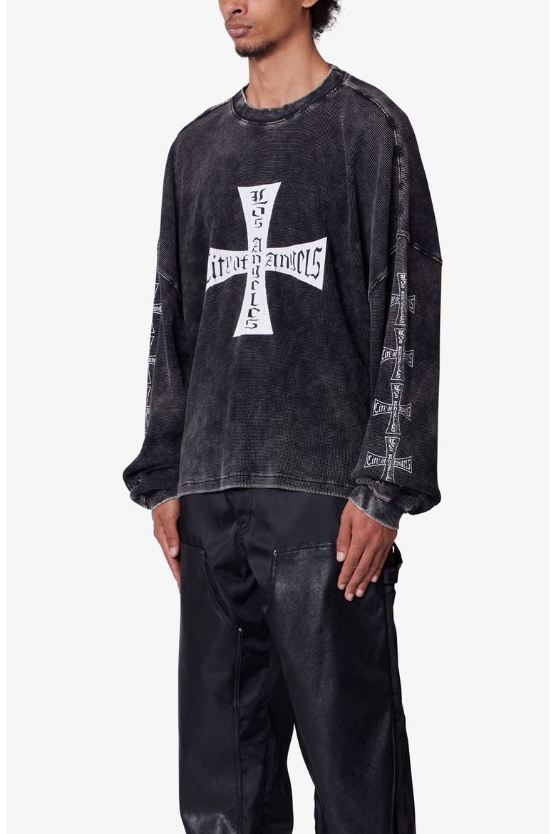 L.A. Graphic Washed Thermal Long Sleeve T-Shirt, Alternate, color, WASHED BLACK