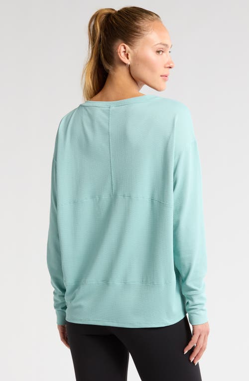 Zella Textured Equilibrium Long Sleeve T-shirt In Teal Aquifer