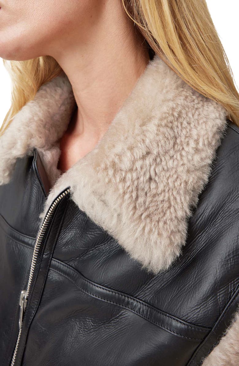 AllSaints Zep Genuine Shearling Moto Vest, Alternate, color, 