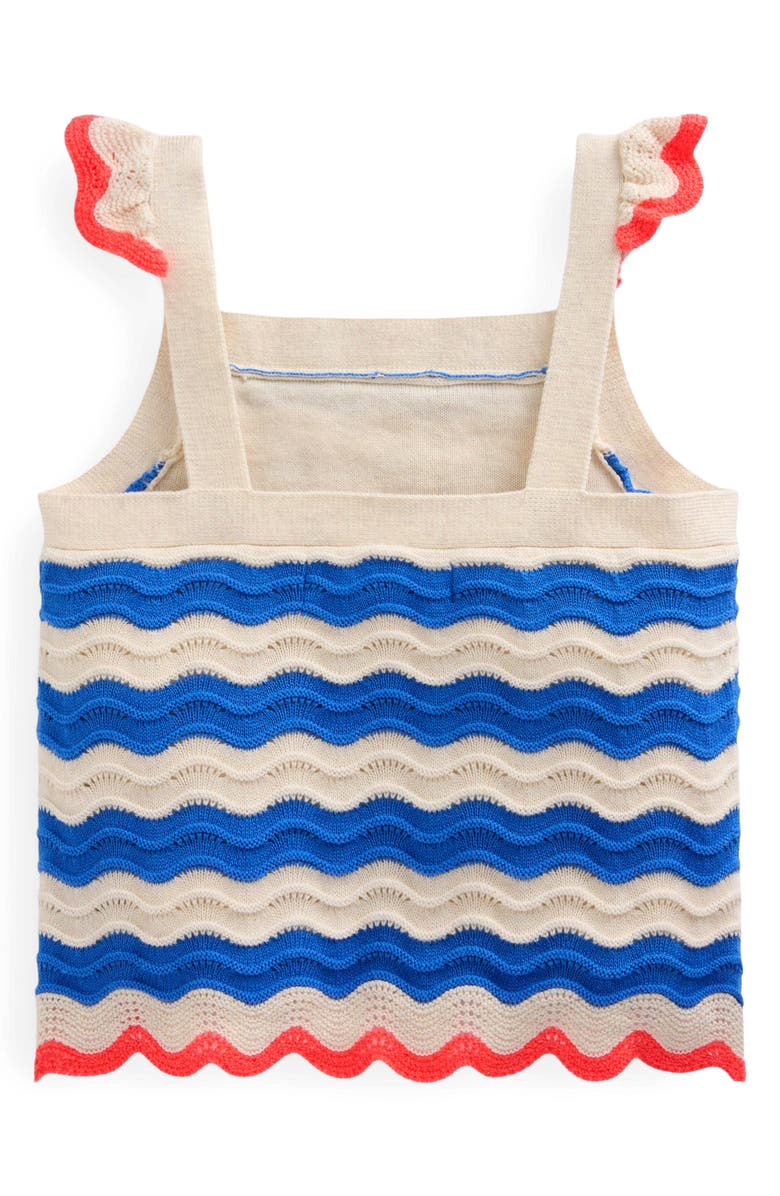Mini Boden Kids' Leonore Stripe Pointelle Sweater Tank, Alternate, color, Blue/ Ivory Stripe