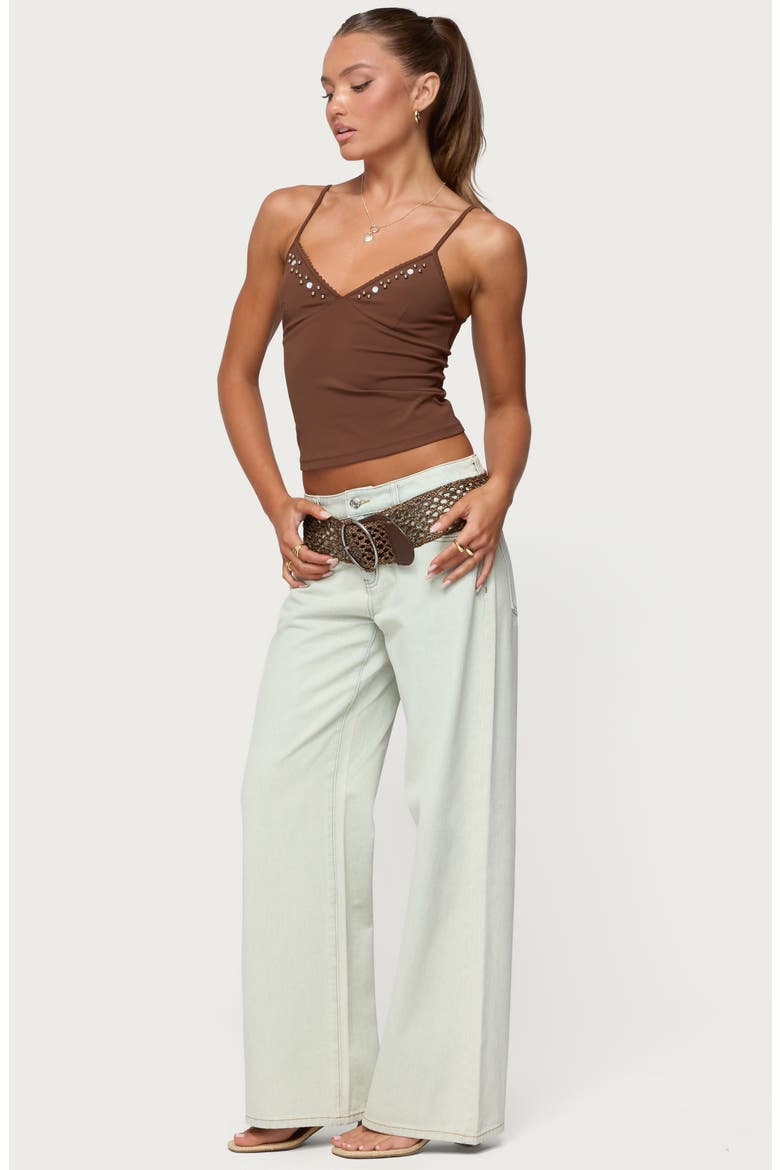 Holland Beaded V-Neck Camisole, Alternate, color, BROWN