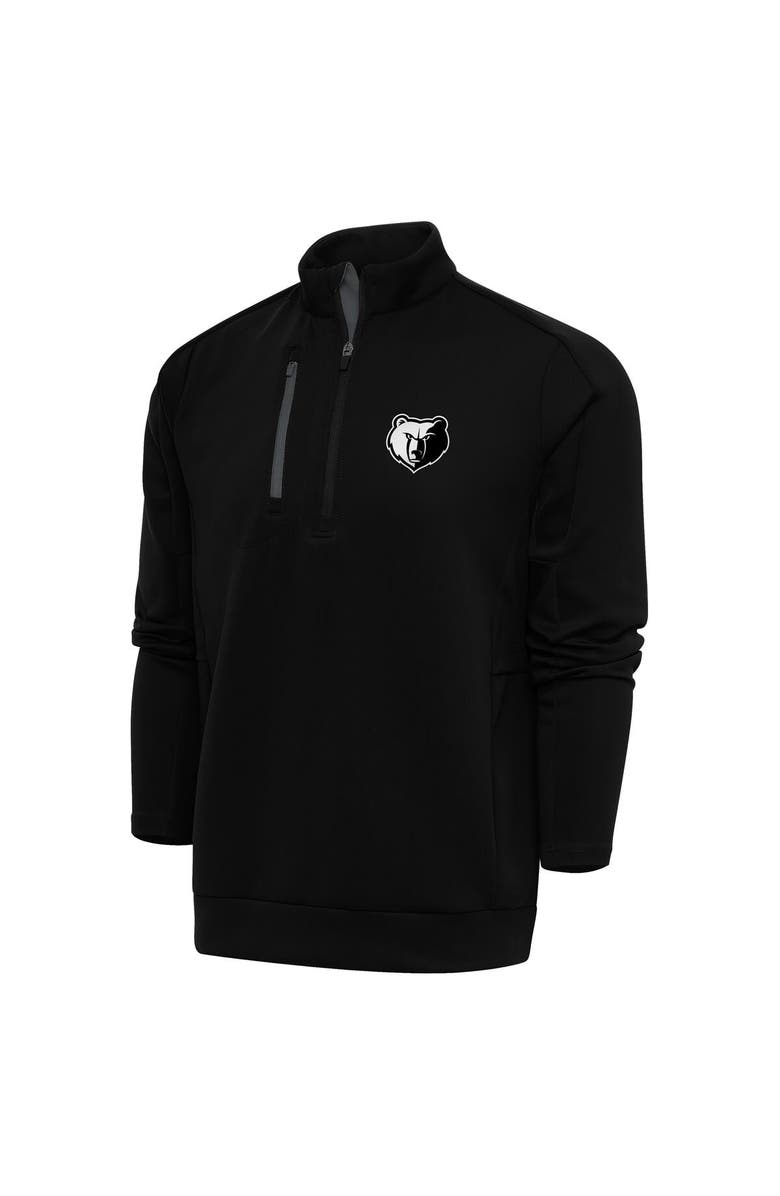 ANTIGUA Men's Antigua Black Memphis Grizzlies Metallic Logo Generation Quarter-Zip Top, Main, color, 