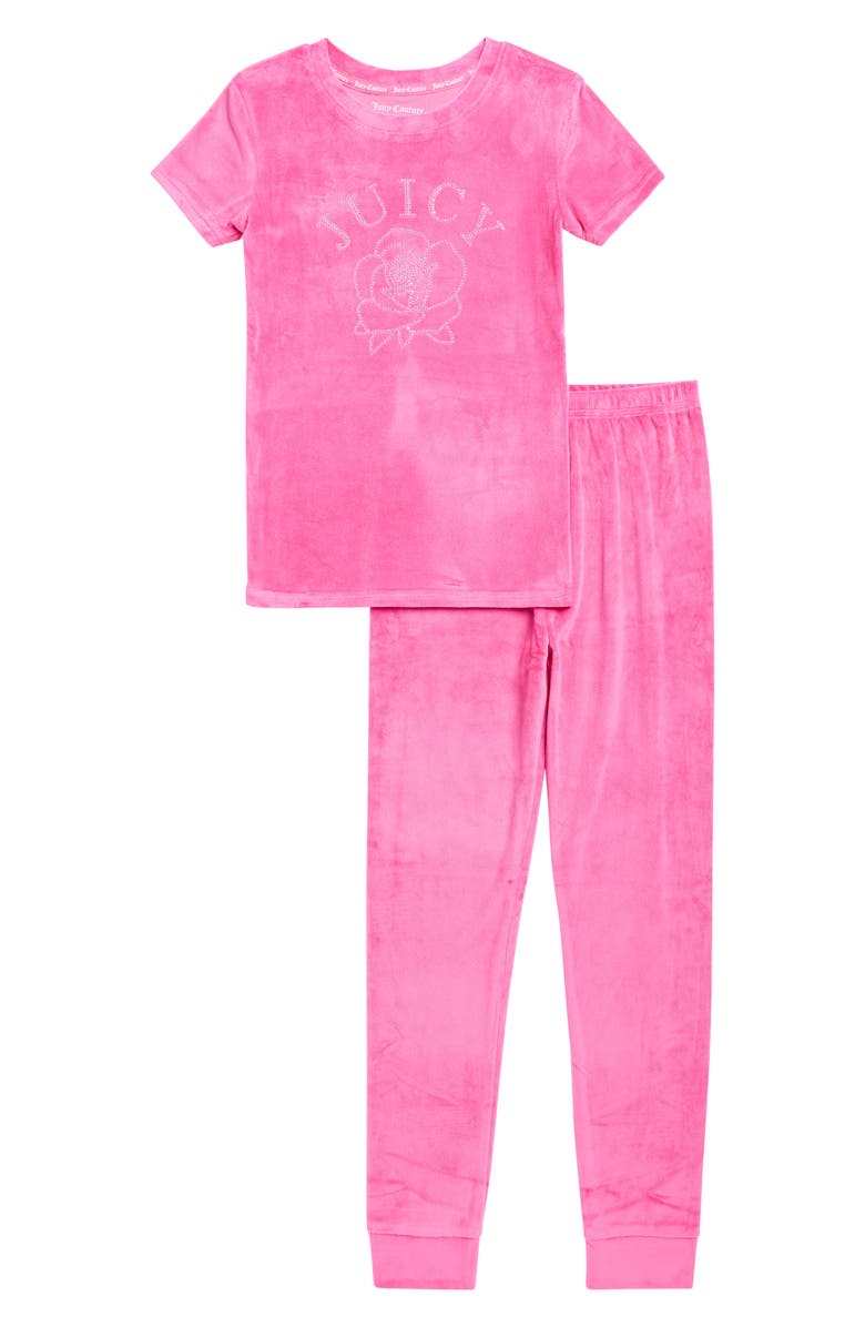 Juicy Couture Kids' Velour Two-Piece Pajamas, Main, color, Raspberry Rose