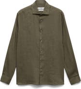 MANGO Slim Fit Linen Button-Up Shirt