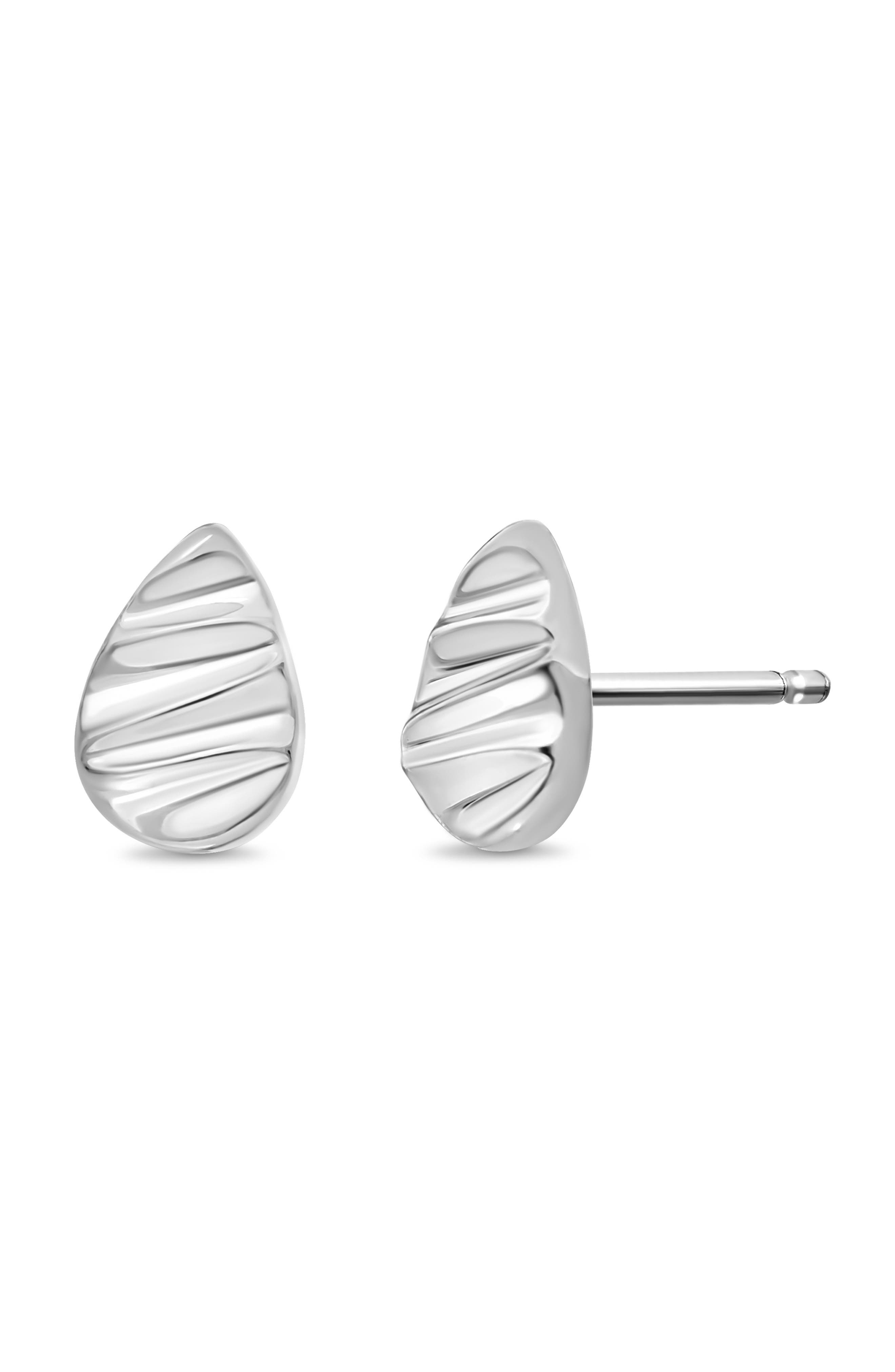 Bony Levy 14K White Gold Textured Teardrop Stud Earrings