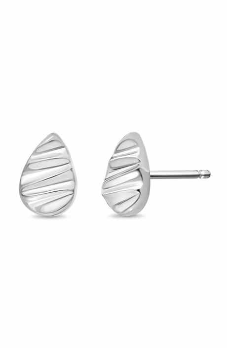 Bony Levy 14K White Gold Textured Teardrop Stud Earrings