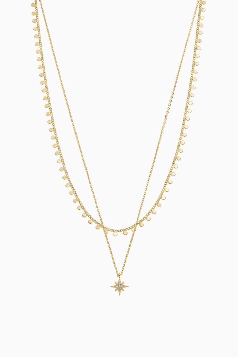 14k Gold Plated North Star Layered Necklace Statement Meaningful Jewelry, Main, color, Gold