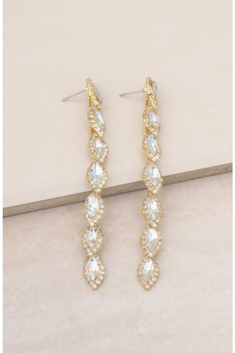 Crystal Droplet Linear Drop Earrings, Alternate, color, GOLD