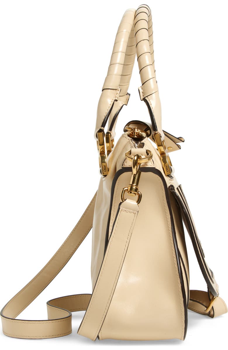 Chloé Small Marcie Leather Satchel, Alternate, color, Sweet Beige
