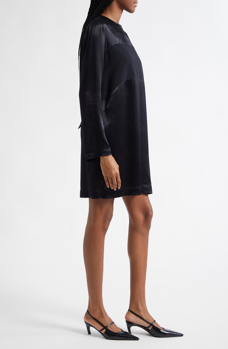 Emporio Armani Long Sleeve Mixed Media Shift Dress, Alternate, color, Black