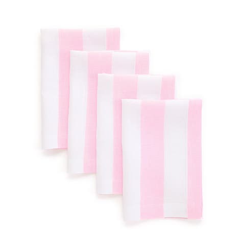 Linen Dinner Napkins Set of 4, 20 x 20" - Cabana Stripe