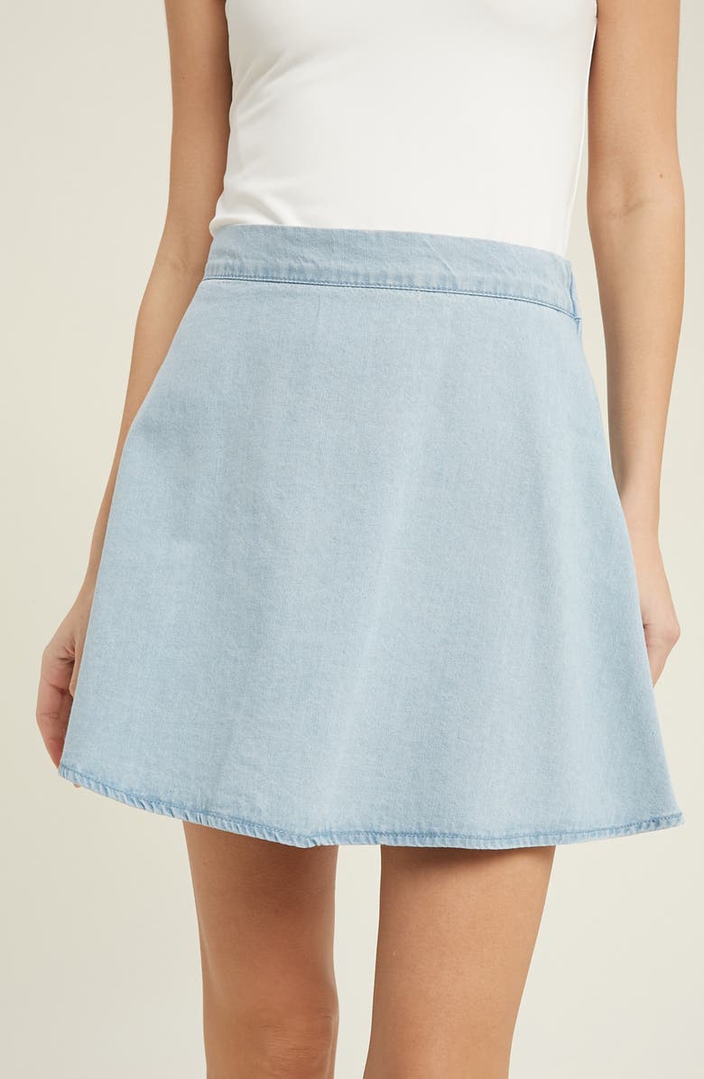 WISHLIST Denim Skater Skirt, Alternate, color, Light Denim