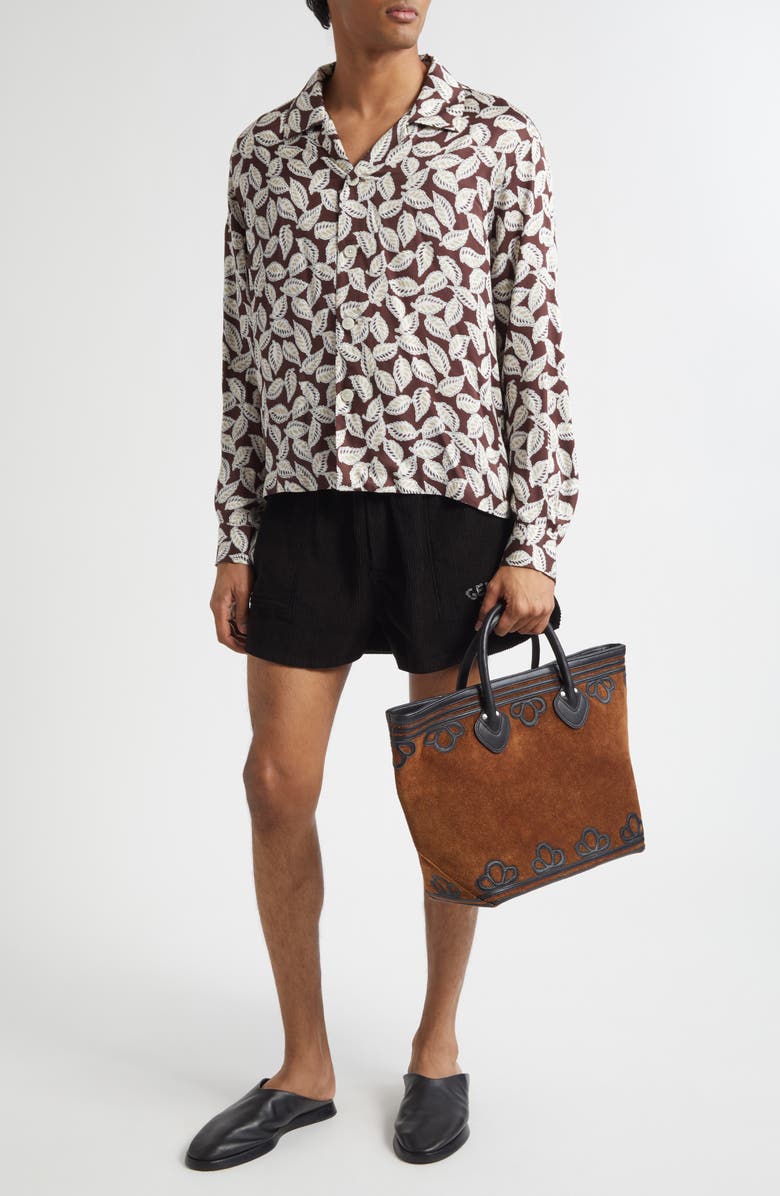 Bode Geneva Cotton Corduroy Shorts, Alternate, color, Black