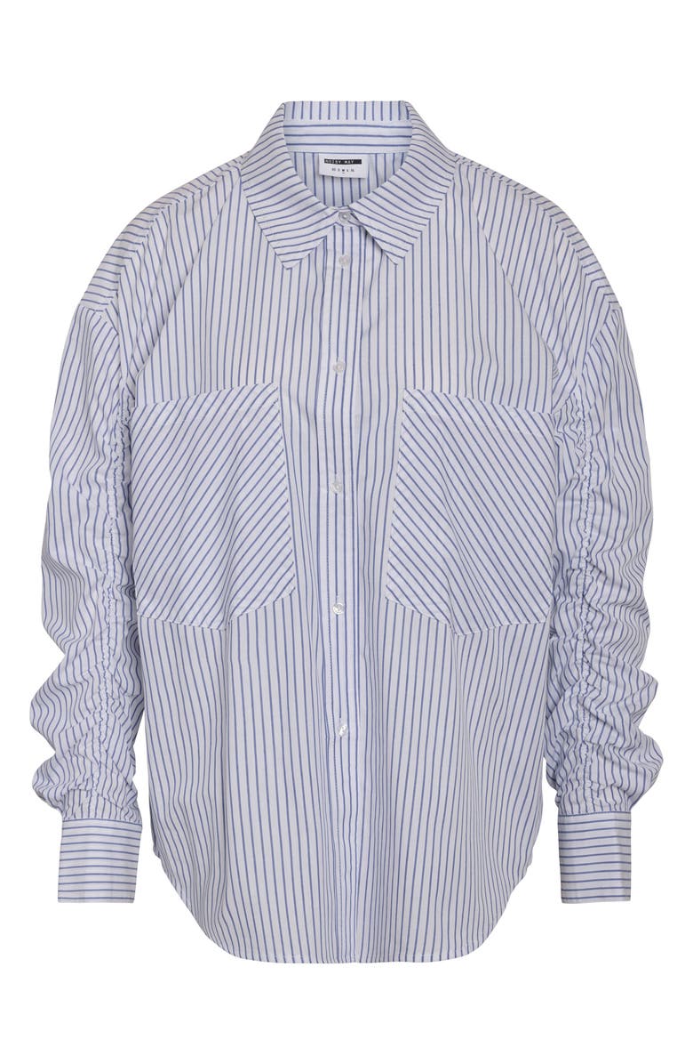 Noisy may Jada Stripe Cotton Blend Button-Up Shirt, Alternate, color, Bright White Stripes