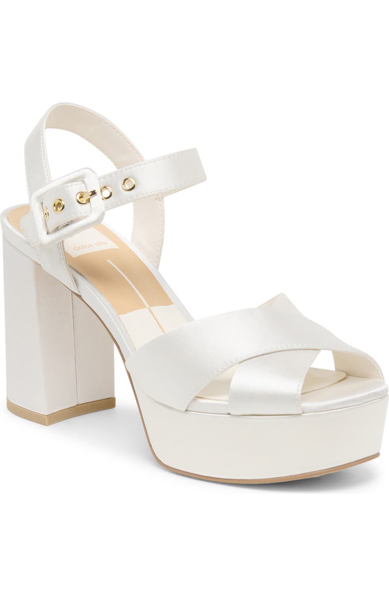 Dolce Vita Ciara Platform Ankle Strap Sandal, Main, color, White Satin