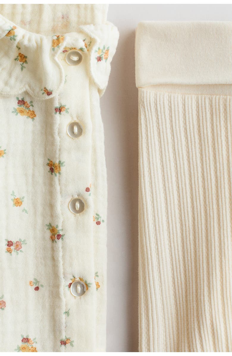 H&M 2-piece Blouse And Leggings Set, Alternate, color, Cream/Floral