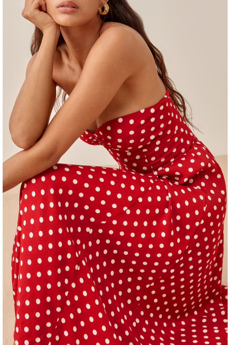 Aymeline Strapless Sundress, Alternate, color, CAMPARI