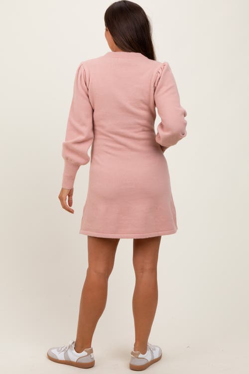 Pinkblush Knit Bubble Sleeve Mini Dress In Pink