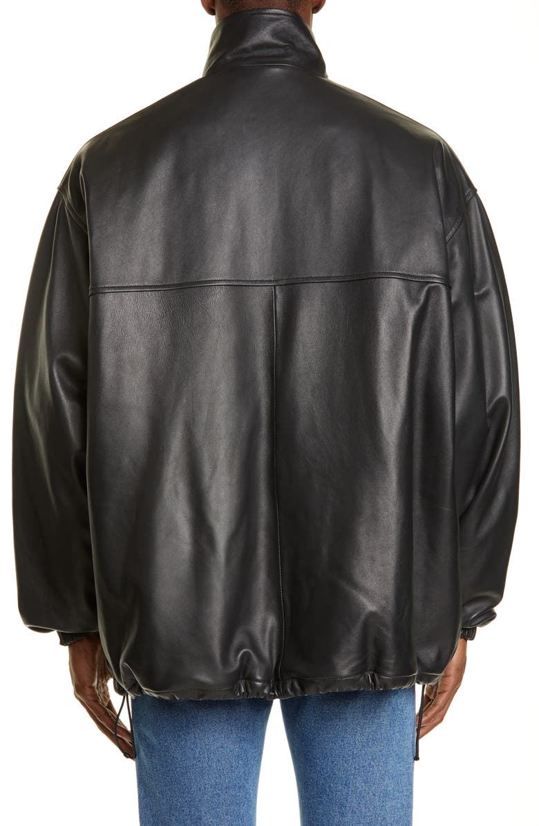 Balenciaga Oversize Lambskin Leather Track Jacket, Alternate, color, 