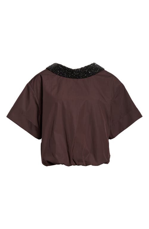 Twp Forever & Always Crystal Collar Top In Brown