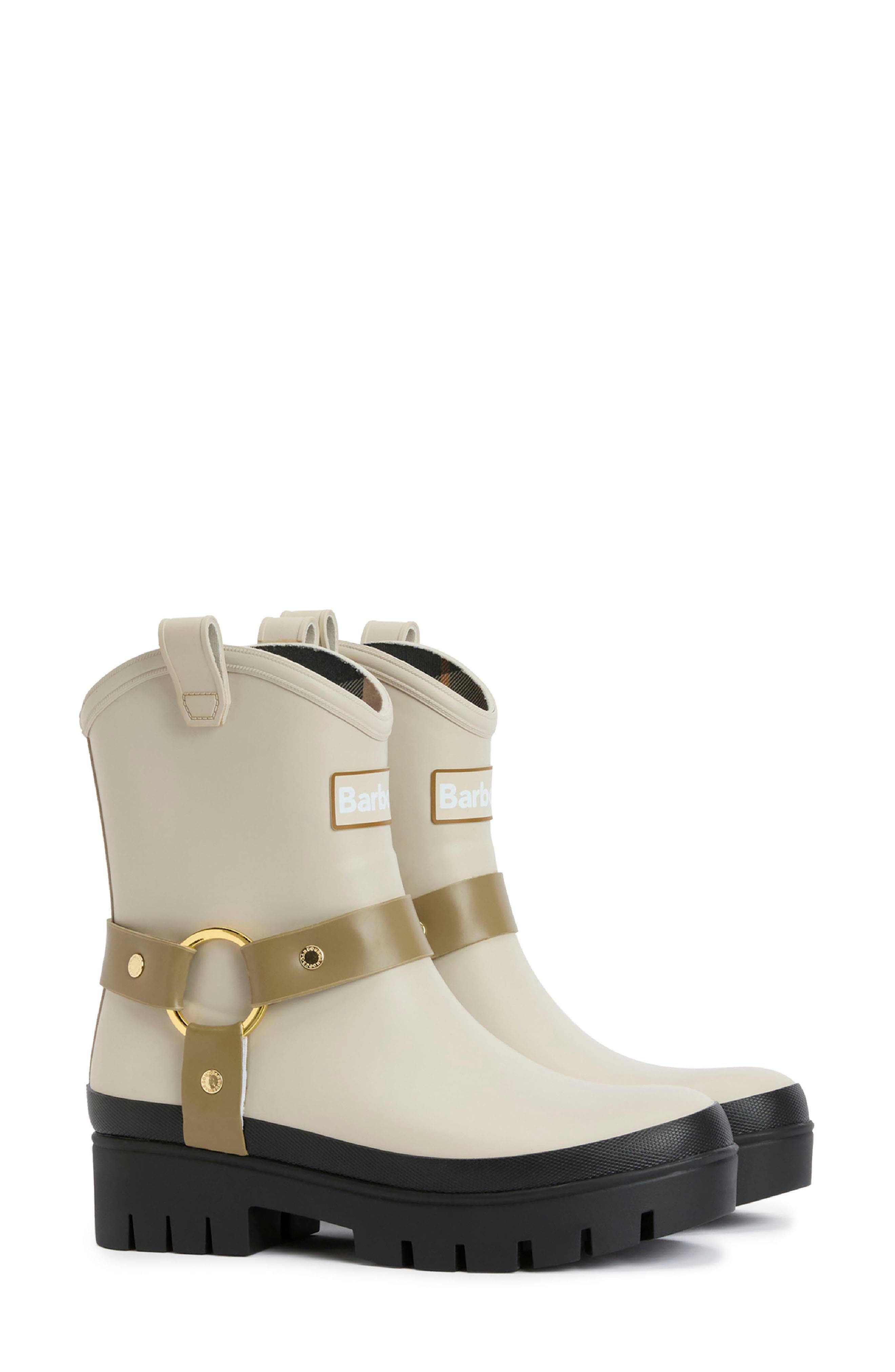 Barbour Elley Harness Rain Boot, Main, color, Light Oak/ Bleached Olive