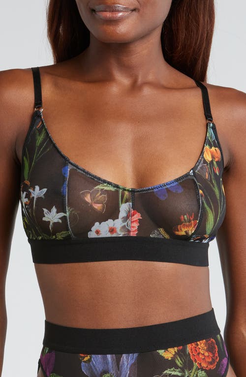 KILO BRAVA Scoop Neck Mesh Bralette in Botanical Garden 