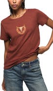 Lucky Brand Floral Steer Embroidered T-Shirt
