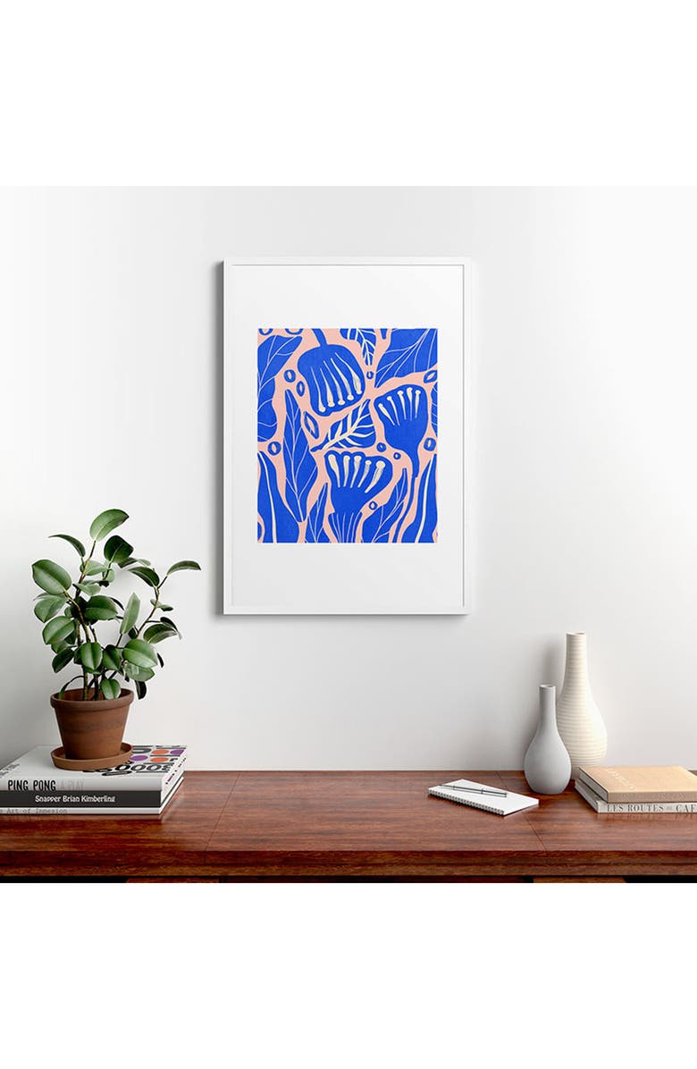 Deny Designs 'Abstract Floral' by Viviana Gonzalez Framed Wall Art, Alternate, color, Blue