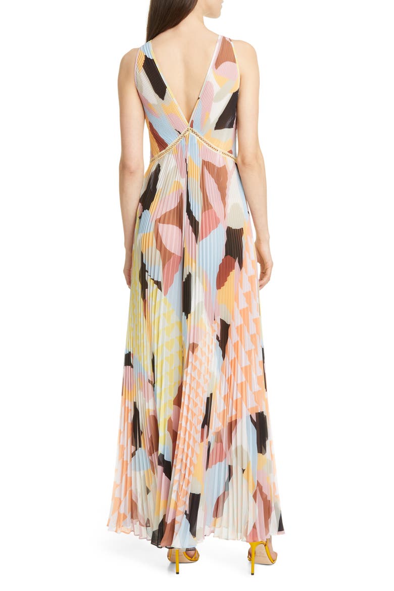 Geo Print Pleated Maxi Dress, Alternate, color, MULTI