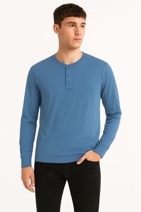 Mens Long Sleeve Henley Shirt