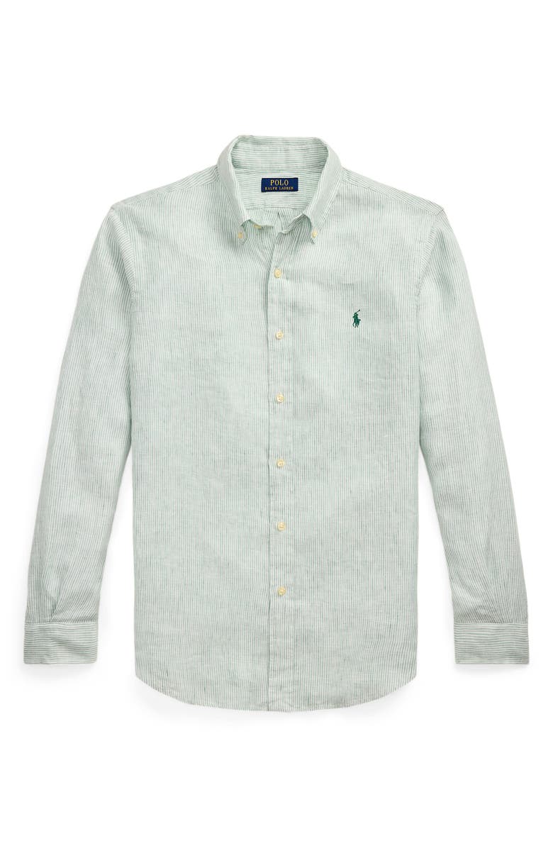 Polo Ralph Lauren Classic Fit Stripe Linen Button-Down Shirt, Alternate, color, 