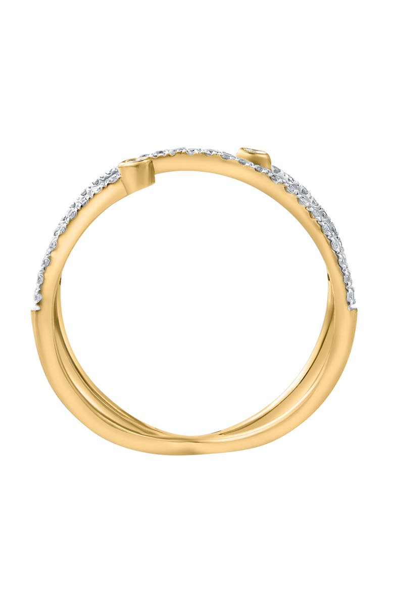 Infinara 0.25 Cts Natural Diamond Crossover 14K Gold Ring, Alternate, color, 14K Yellow Gold