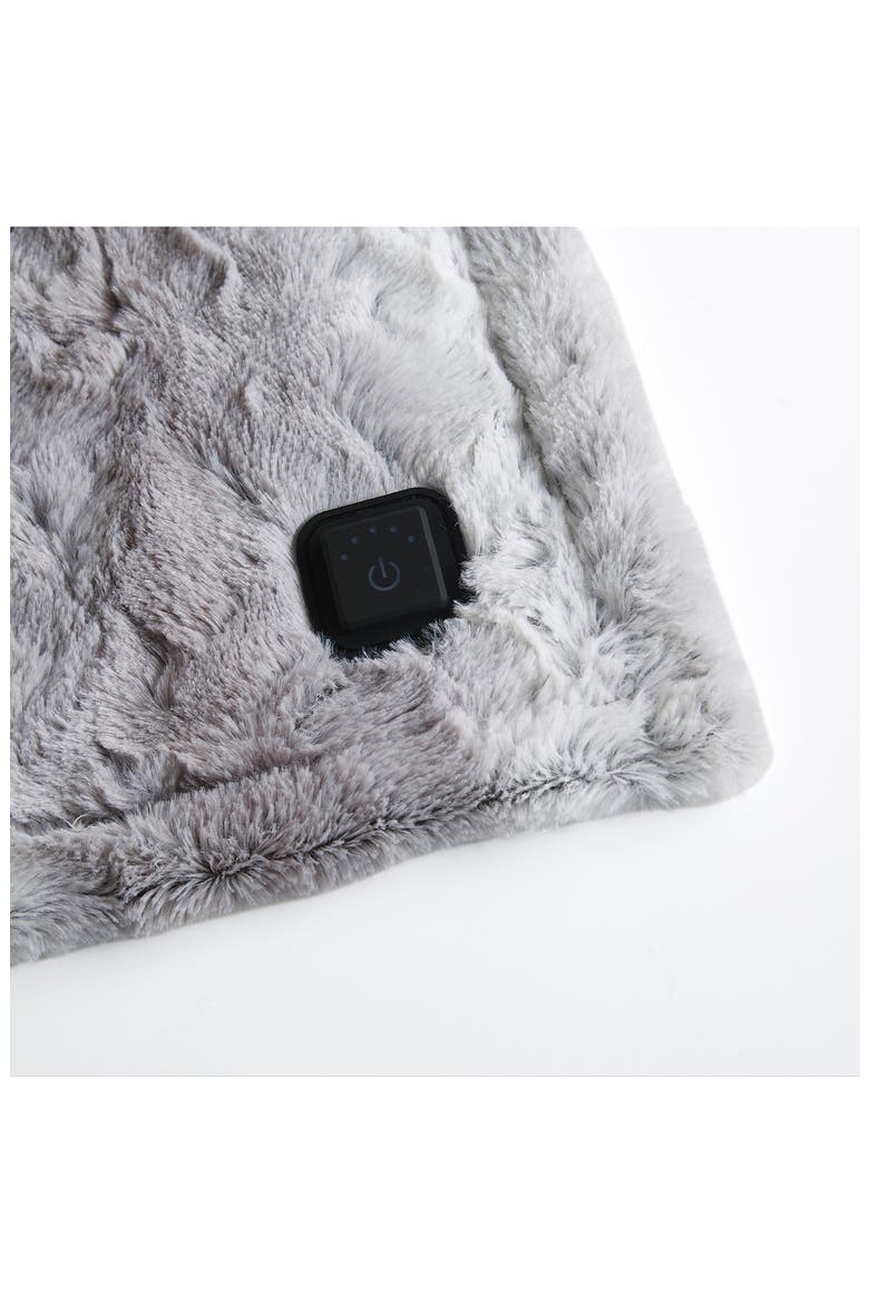 Zuri Heated Faux Fur Throw Blanket, Alternate, color, GREY