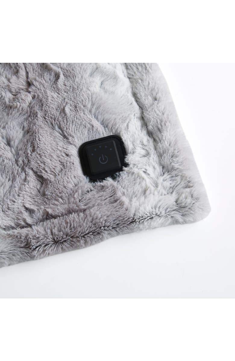 BEAUTYREST Zuri Heated Faux Fur Throw Blanket, Alternate, color, Grey