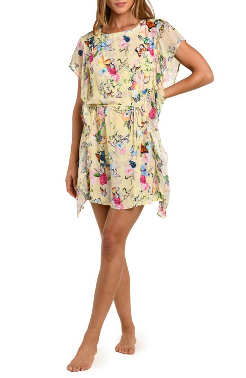 Alia Garden Butterflies Chiffon Cover-Up Tunic