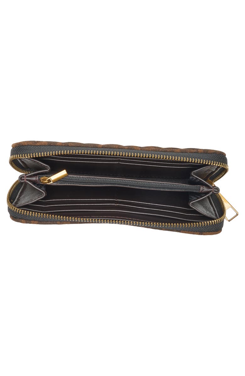 Kurt Geiger London Kensington Zip Around Studded Leather Wallet, Alternate, color, Dark.brown Combo