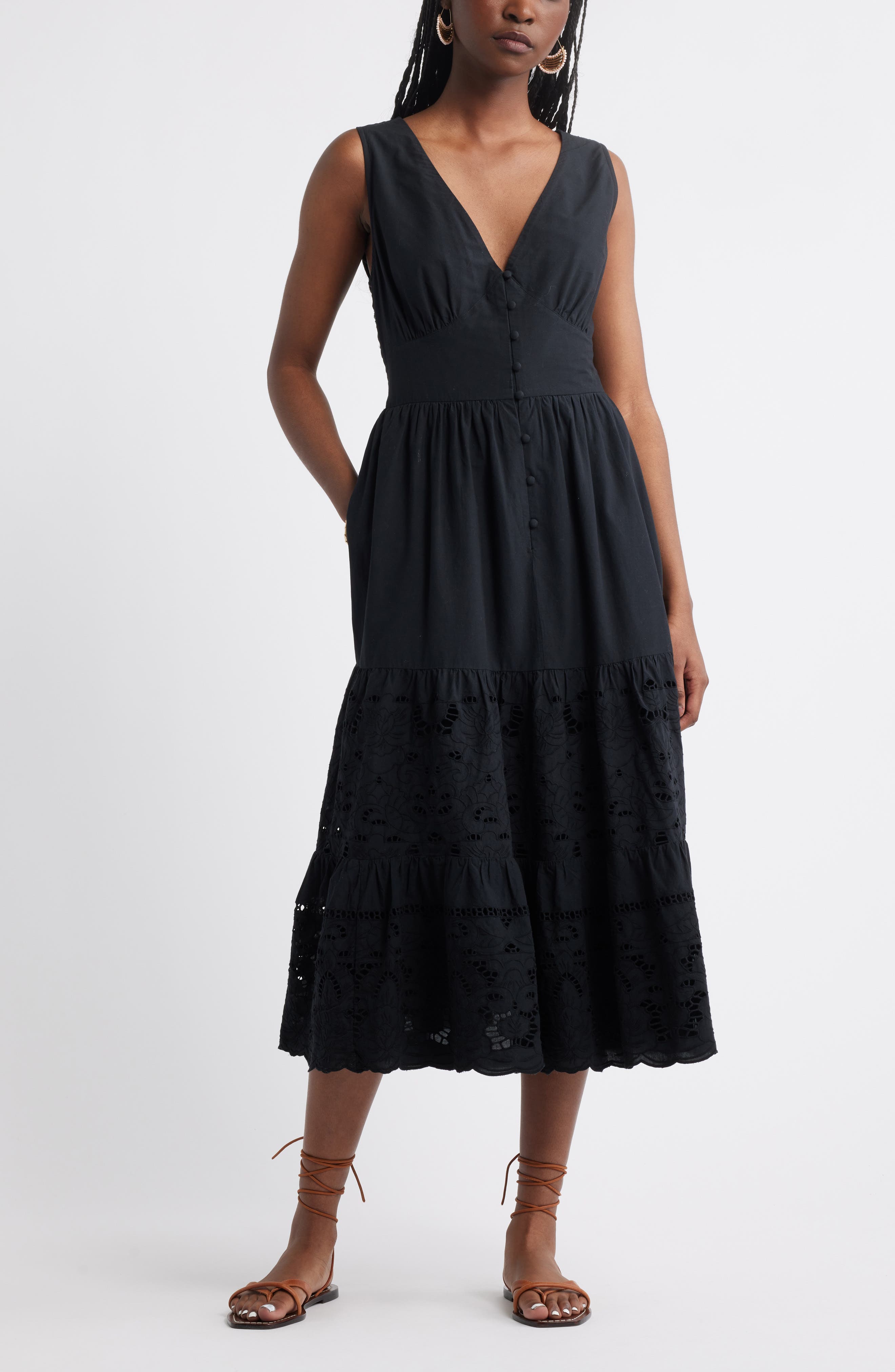 Treasure & Bond Lace Detail Sleeveless Cotton Dress