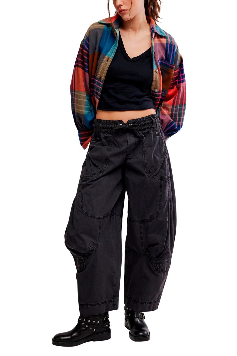 We The Free Onset Cotton Twill Parachute Pants, Alternate, color, BLACK SAND